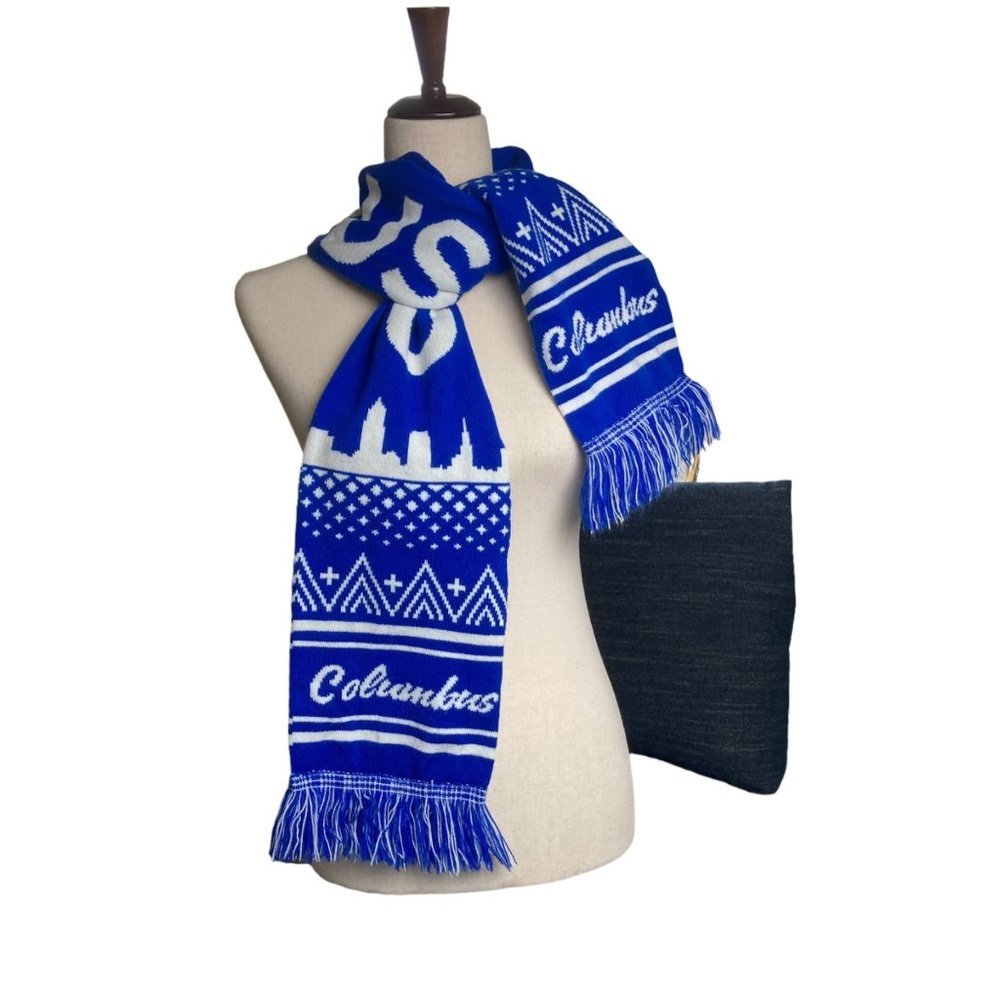 Columbus Ohio Blue White Skyline O-H-I-O Unisex Winter Warm Scarf 61”x 7”